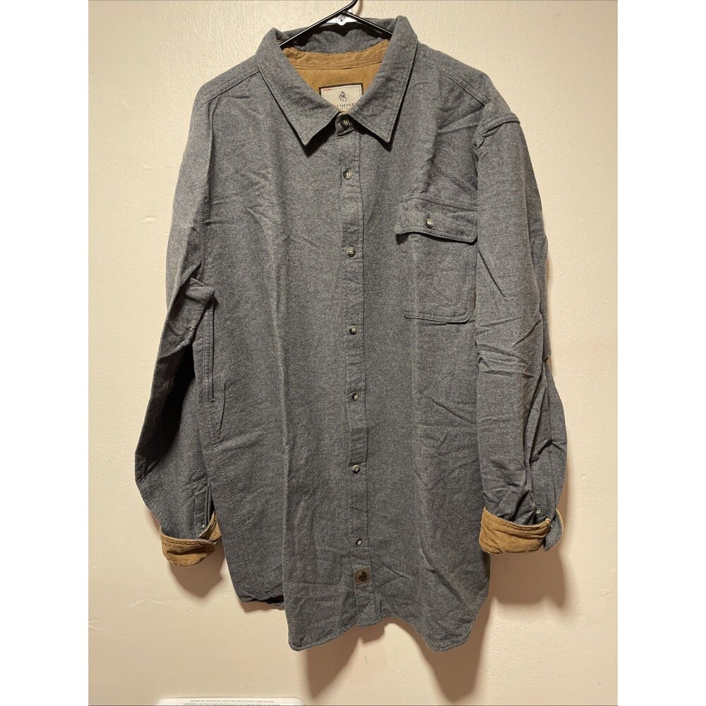 Legendary Whitetails Mens 2XL 2XT Gray Corduroy Trim Buck Camp Flannel Shirt